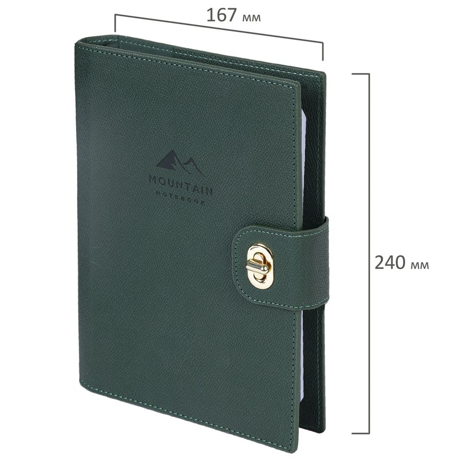 Ежедневник-органайзер недатированный B5 167х240мм BRAUBERG "Nova", под кожу, 160л, зеленый