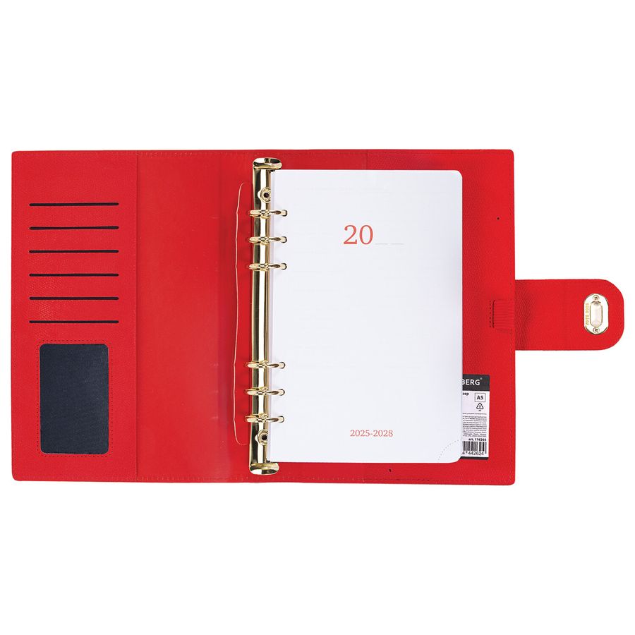 Ежедневник-органайзер недатированный B5 167х240мм BRAUBERG "Nova", под кожу, 160л, красный