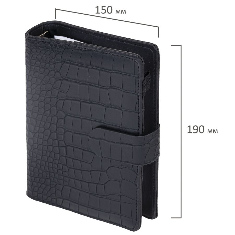 Ежедневник-органайзер недатированный B6 150x190мм BRAUBERG "Comodo", под кожу, 160л, черный