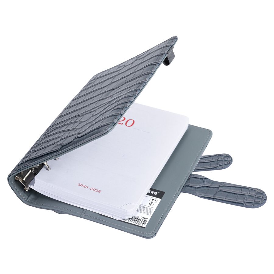 Ежедневник-органайзер недатированный B6 150x190мм BRAUBERG "Comodo", под кожу, 160л, серый