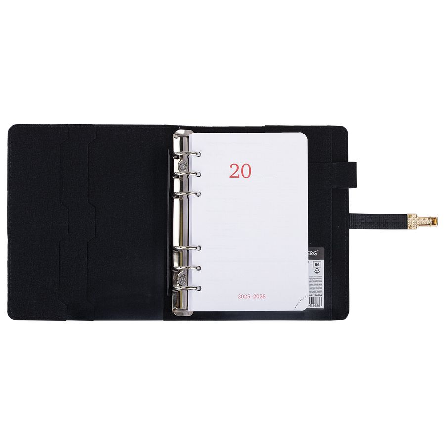 Ежедневник-органайзер недатированный В6 150х190мм BRAUBERG "Orion", под кожу, 160л, черный