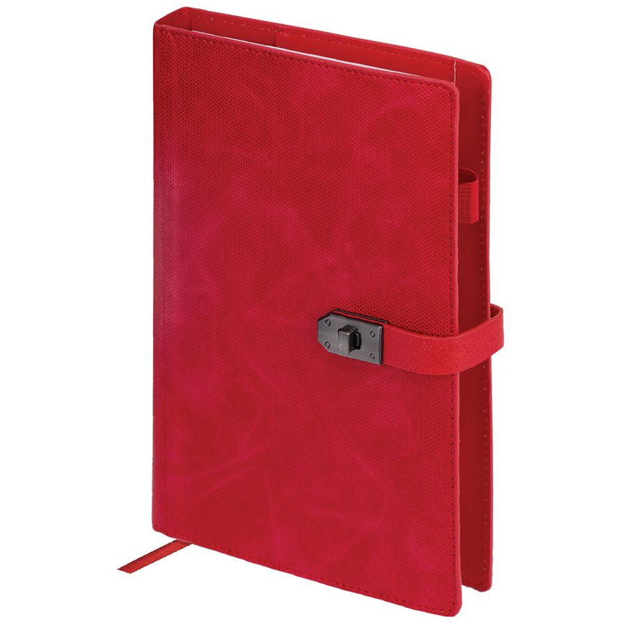 Ежедневник недатированный А5 152х220мм BRAUBERG "Sirius", под кожу, застежка 160л, красный