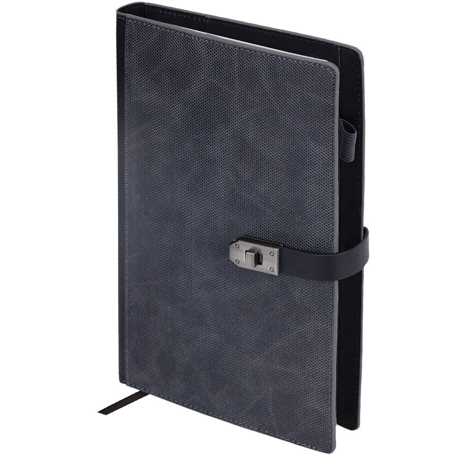 Ежедневник недатированный А5 152х220мм BRAUBERG "Sirius", под кожу, застежка 160л, черный