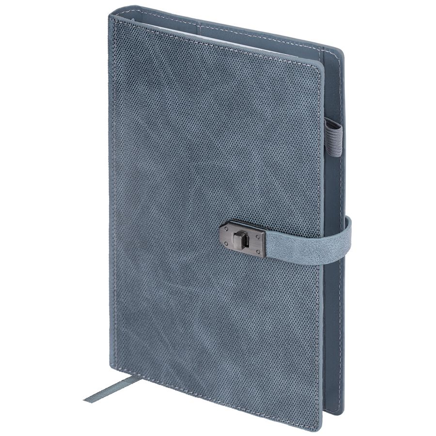 Ежедневник недатированный А5 152х220мм BRAUBERG "Sirius", под кожу, застежка 160л, серый