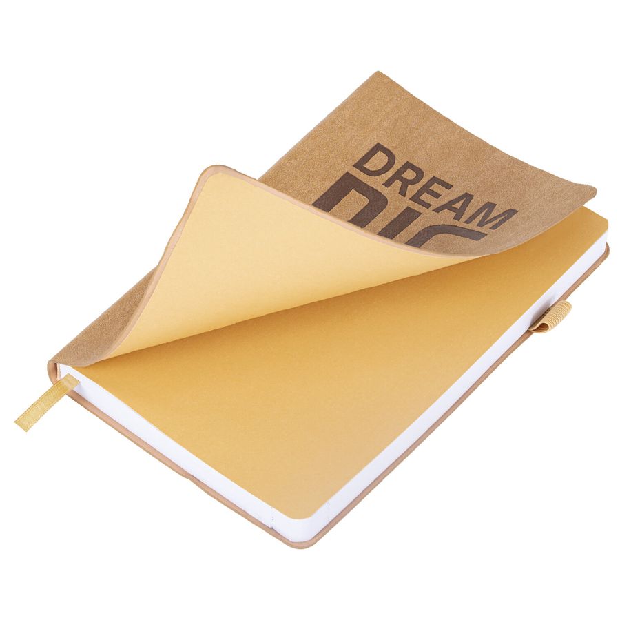 Ежедневник недатированный А5 138х213мм BRAUBERG "BeStyle", под кожу, резинка, держатель, 160л, песочный