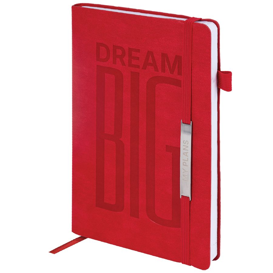 Ежедневник недатированный А5 138х213мм BRAUBERG "BeStyle", под кожу, резинка, держатель, 160л, красный