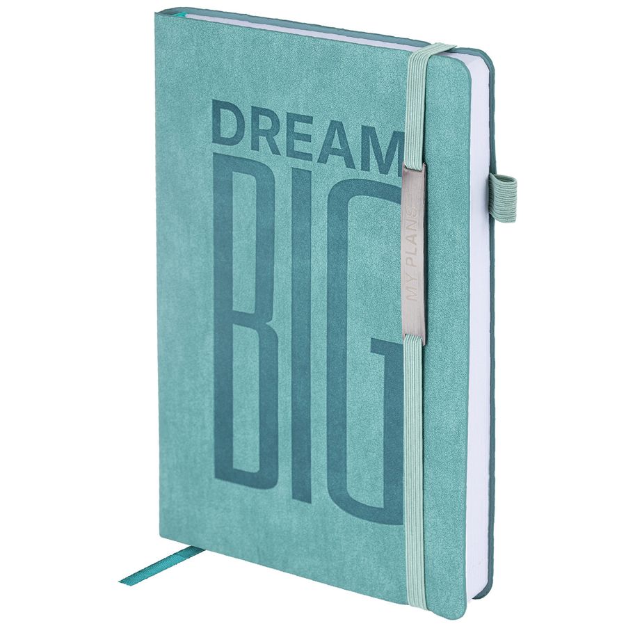 Ежедневник недатированный А5 138х213мм BRAUBERG "BeStyle", под кожу, резинка, держатель, 160л, сине-зеленый