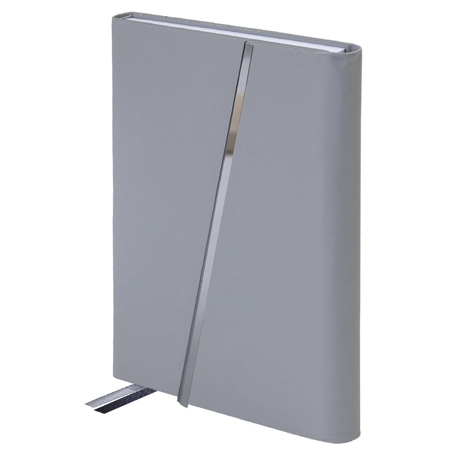 Ежедневник недатированный А5 145х213мм BRAUBERG "Vogue", под кожу, магнитный клапан, 160л, серый