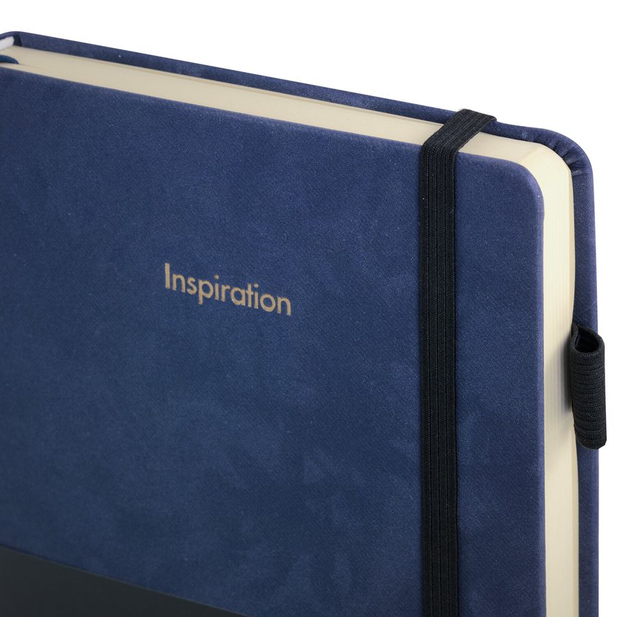 Ежедневник недатированный А5 138x213 мм, BRAUBERG "Velvet", резинка, держатель, 160 л., синий