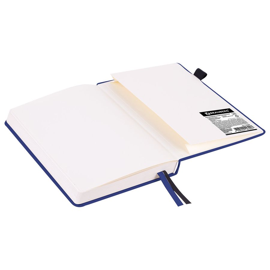 Ежедневник недатированный А5 138x213 мм, BRAUBERG "Velvet", резинка, держатель, 160 л., синий