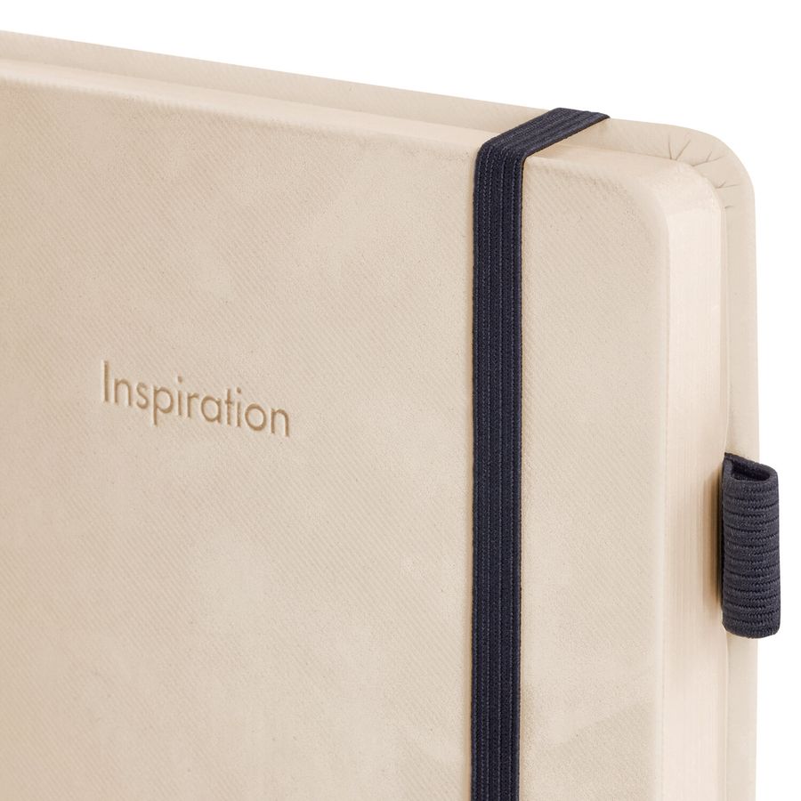 Ежедневник недатированный А5 138x213 мм, BRAUBERG "Velvet", резинка, держатель, 160 л., бежевый