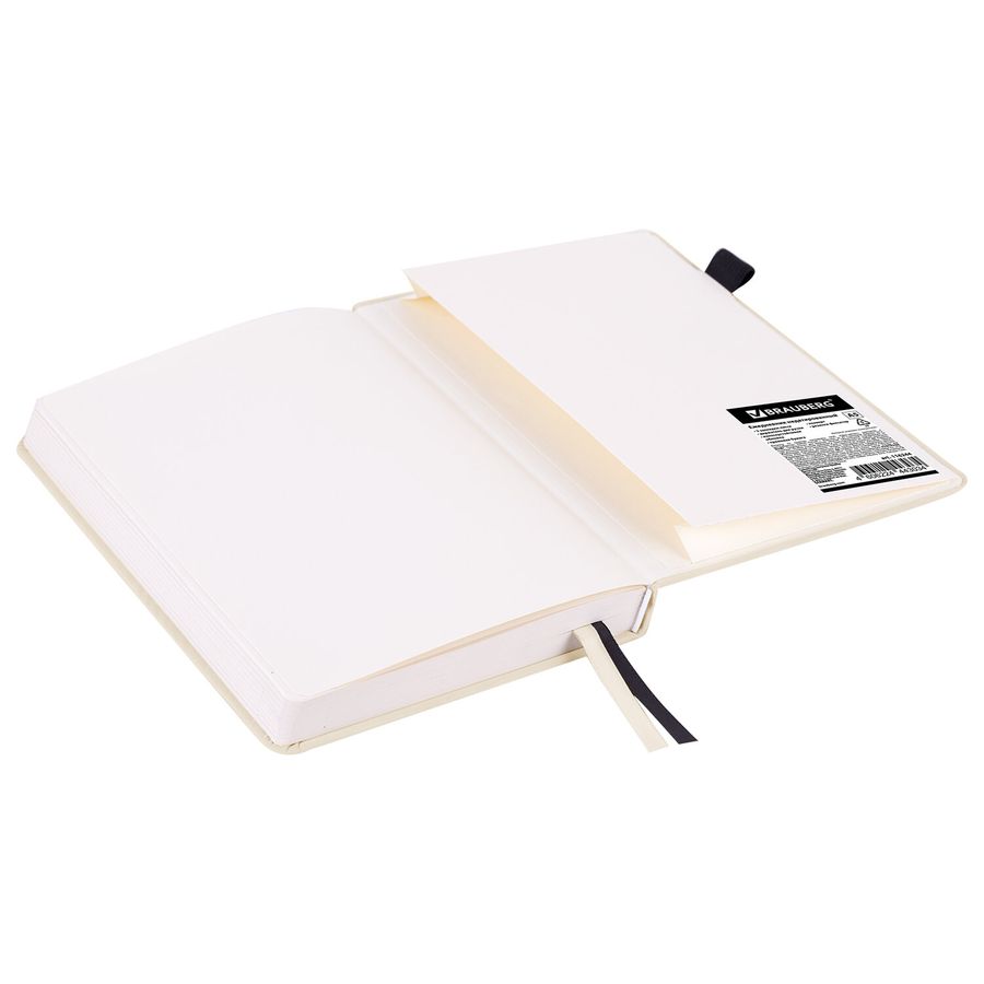 Ежедневник недатированный А5 138x213 мм, BRAUBERG "Velvet", резинка, держатель, 160 л., бежевый