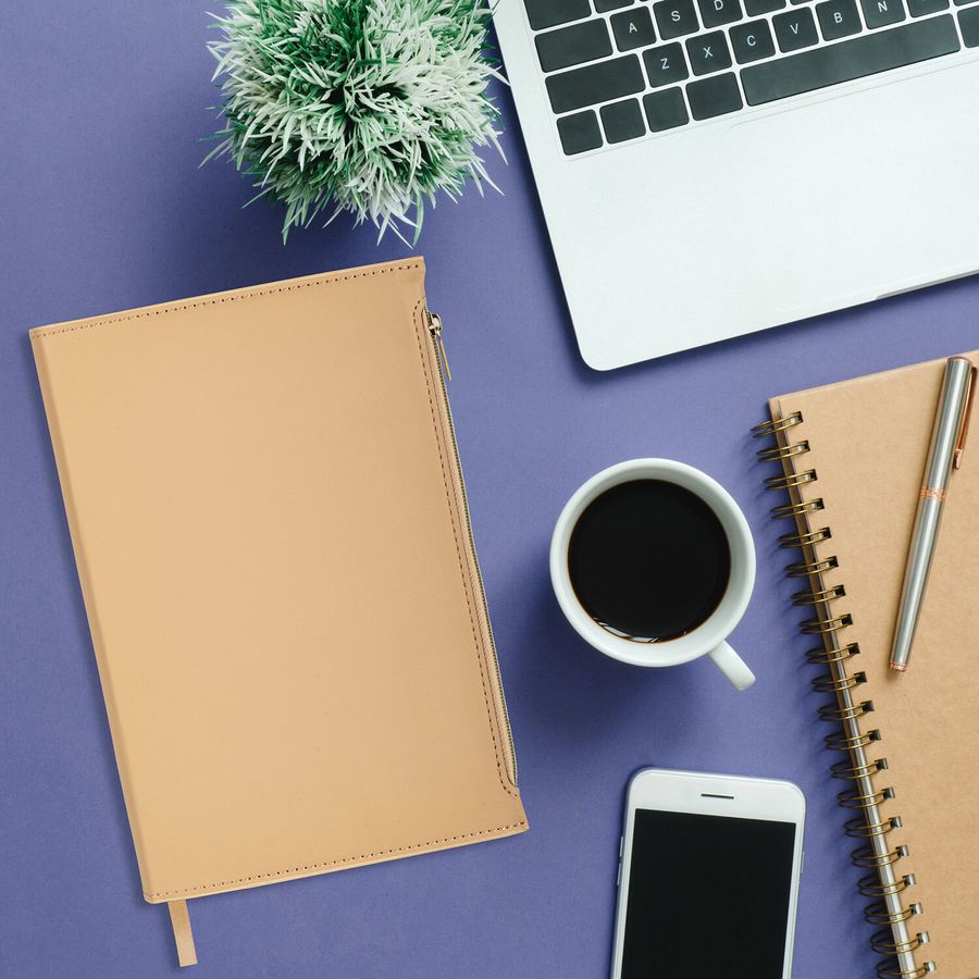 Ежедневник недатированный А5 145х220 мм, BRAUBERG "Zipline" под кожу, карман-молния, 160 л., бежевый