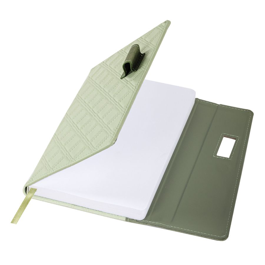 Ежедневник недатированный А5 145х215 мм, BRAUBERG "Stitch", под кожу, магнит, 160 л., оливковый