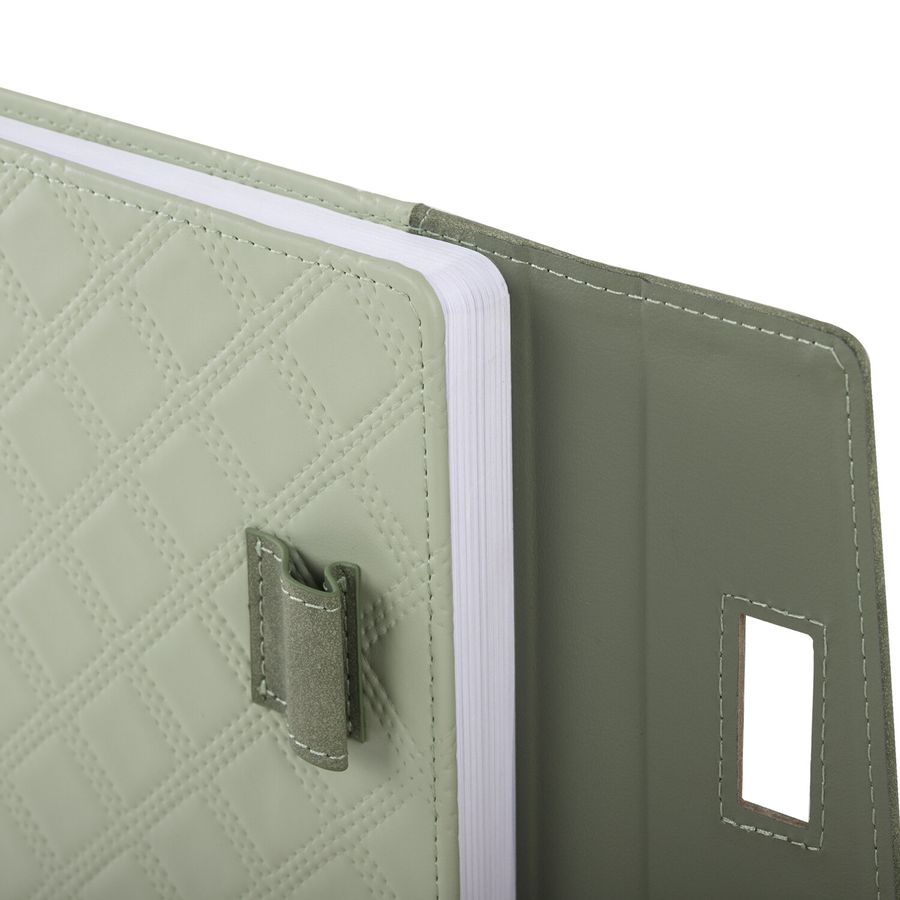 Ежедневник недатированный А5 145х215 мм, BRAUBERG "Stitch", под кожу, магнит, 160 л., оливковый