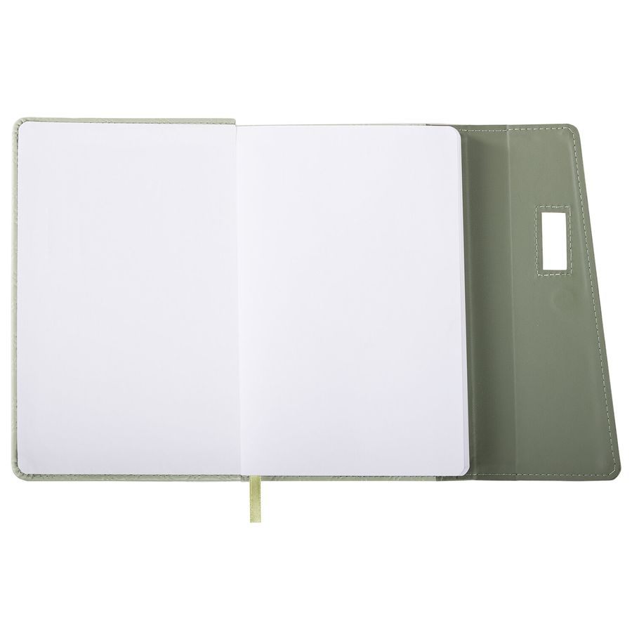 Ежедневник недатированный А5 145х215 мм, BRAUBERG "Stitch", под кожу, магнит, 160 л., оливковый