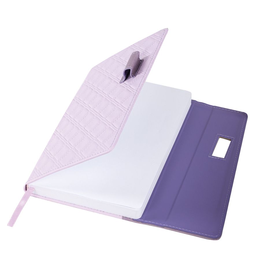 Ежедневник недатированный А5 145х215 мм, BRAUBERG "Stitch", под кожу, магнит, 160 л., сиреневый