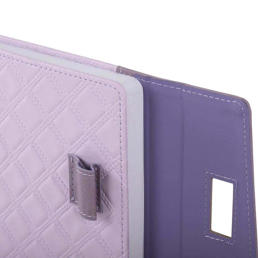 Ежедневник недатированный А5 145х215 мм, BRAUBERG "Stitch", под кожу, магнит, 160 л., сиреневый