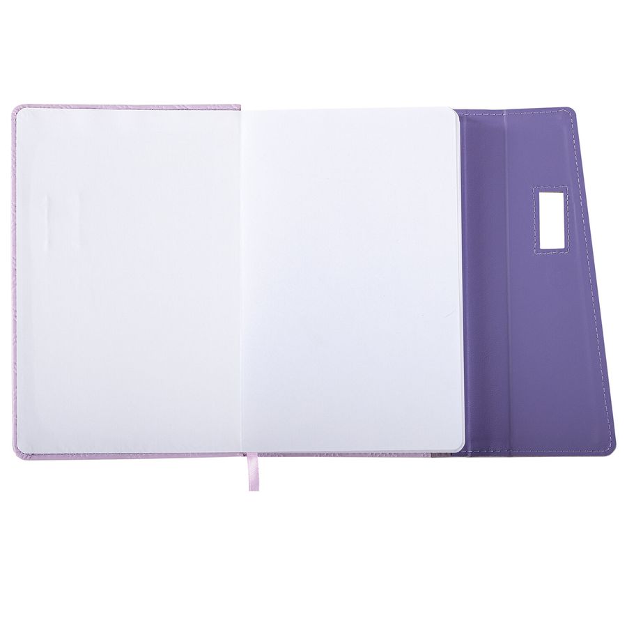 Ежедневник недатированный А5 145х215 мм, BRAUBERG "Stitch", под кожу, магнит, 160 л., сиреневый