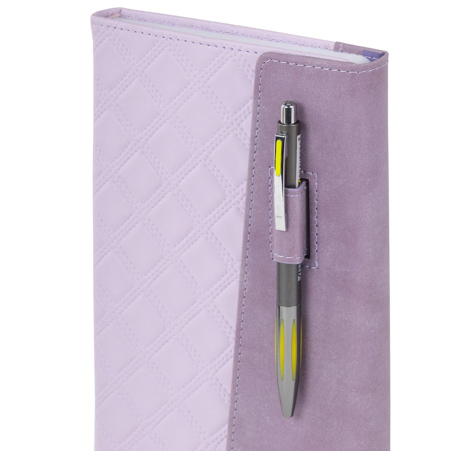 Ежедневник недатированный А5 145х215 мм, BRAUBERG "Stitch", под кожу, магнит, 160 л., сиреневый