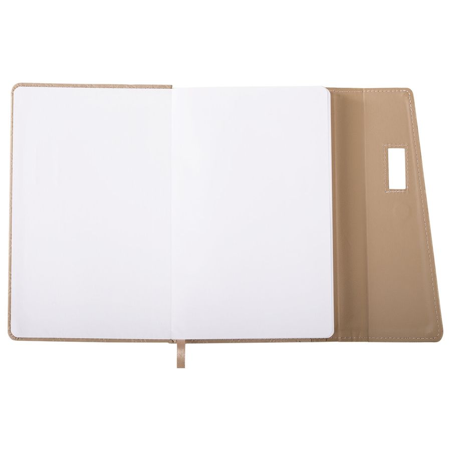 Ежедневник недатированный А5 145х215 мм, BRAUBERG "Stitch", под кожу, магнит, 160 л., бежевый