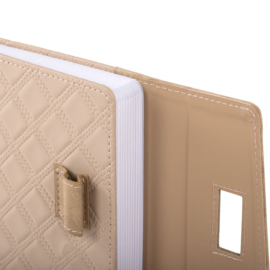 Ежедневник недатированный А5 145х215 мм, BRAUBERG "Stitch", под кожу, магнит, 160 л., бежевый