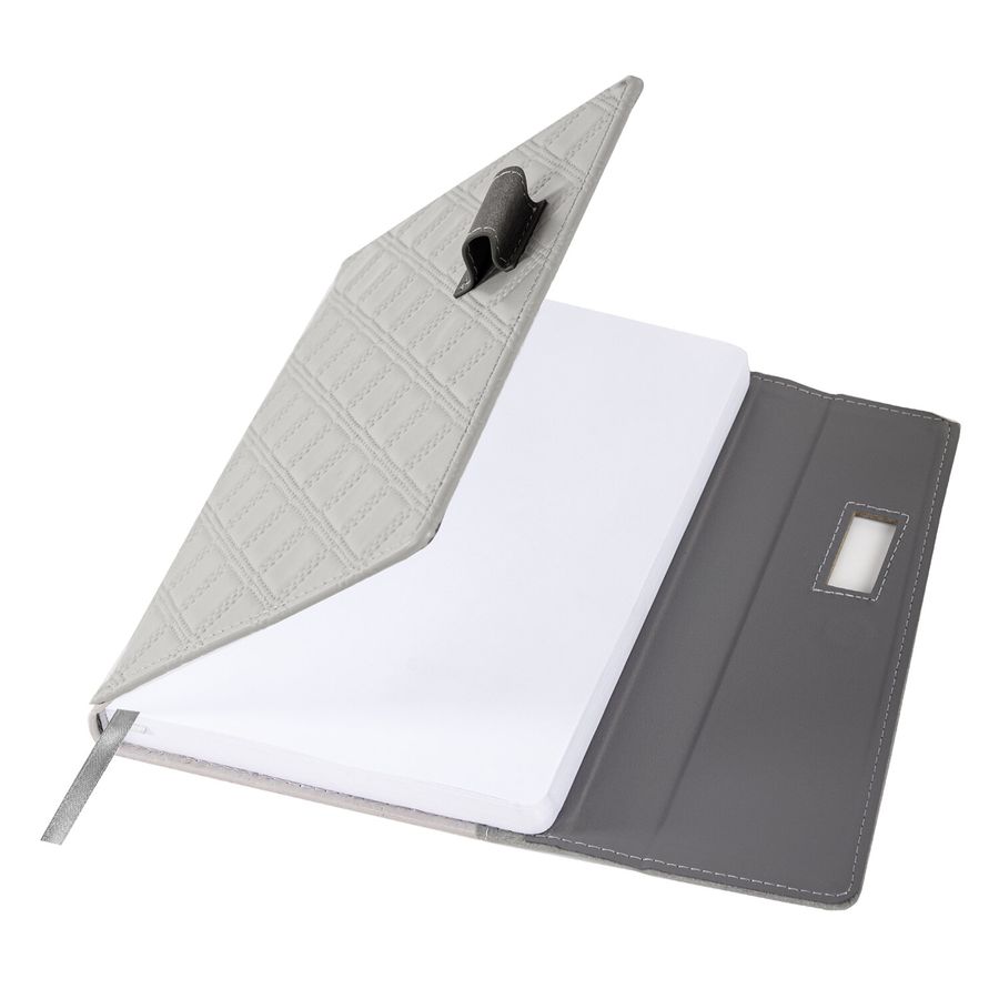 Ежедневник недатированный А5 145х215 мм, BRAUBERG "Stitch", под кожу, магнит, 160 л., серый