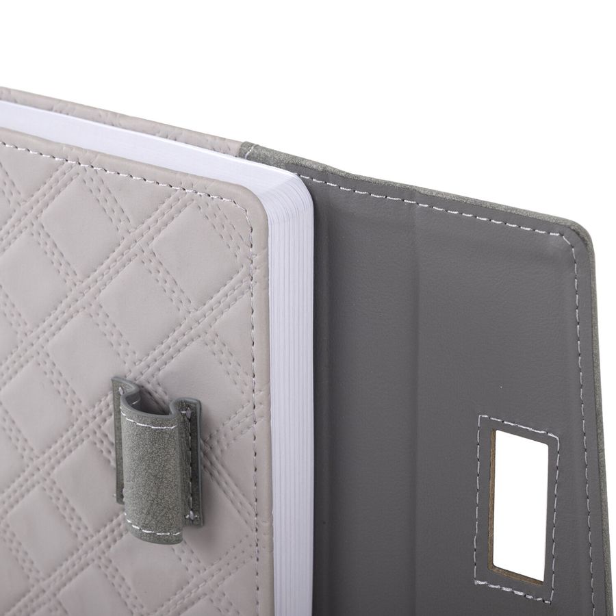 Ежедневник недатированный А5 145х215 мм, BRAUBERG "Stitch", под кожу, магнит, 160 л., серый