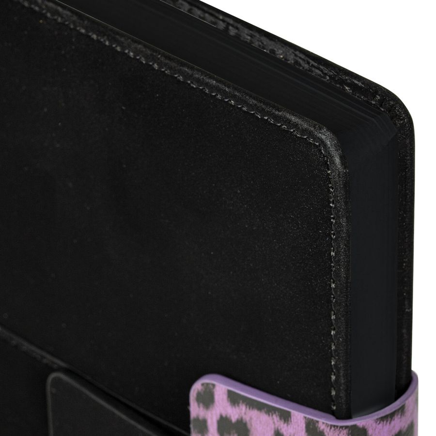 Ежедневник недатированный А5 138х213 мм, BRAUBERG "Safari", под кожу, магнит, 160 л., Leopard, фиолетовый