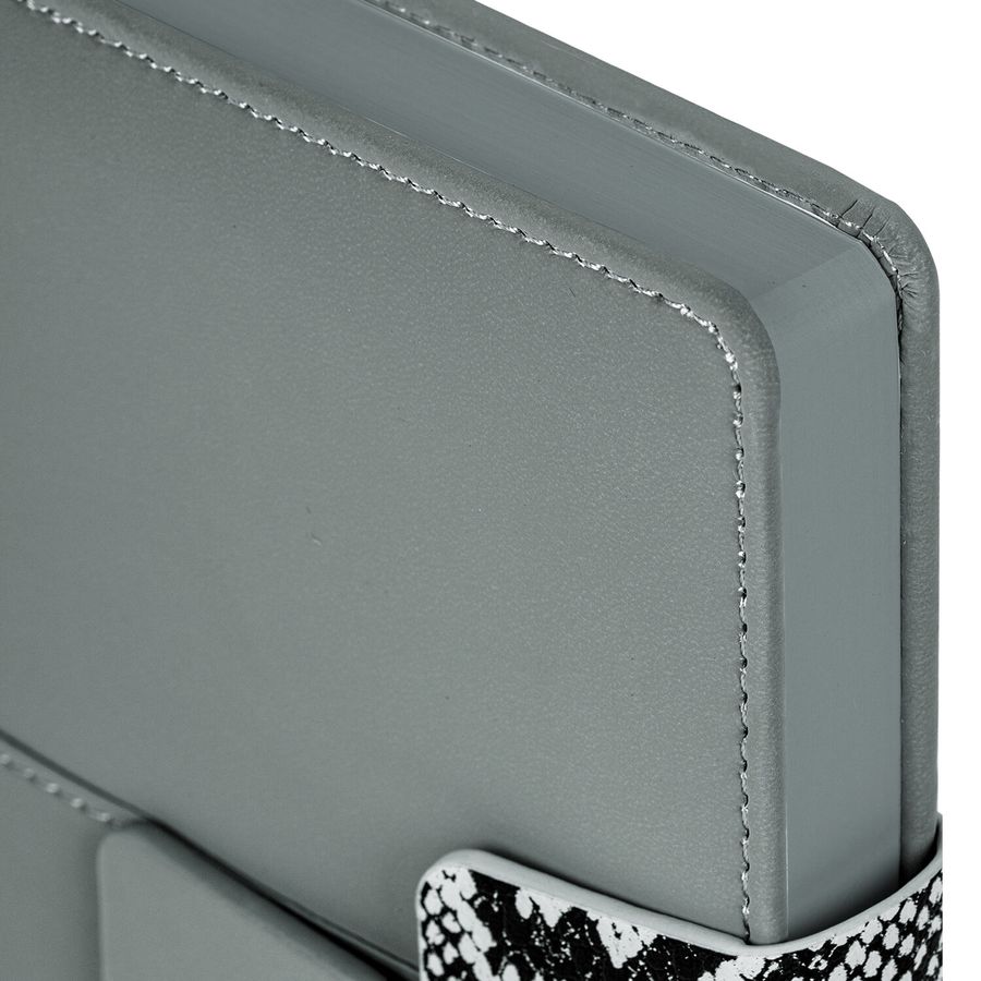 Ежедневник недатированный А5 138х213 мм, BRAUBERG "Safari", под кожу, магнит, 160 л., Snake, серый