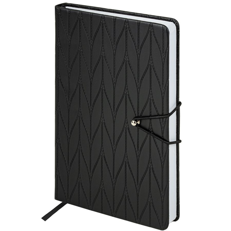 Ежедневник недатированный А5 138х213 мм, BRAUBERG "Braided", под кожу, гвоздик 160 л., черный