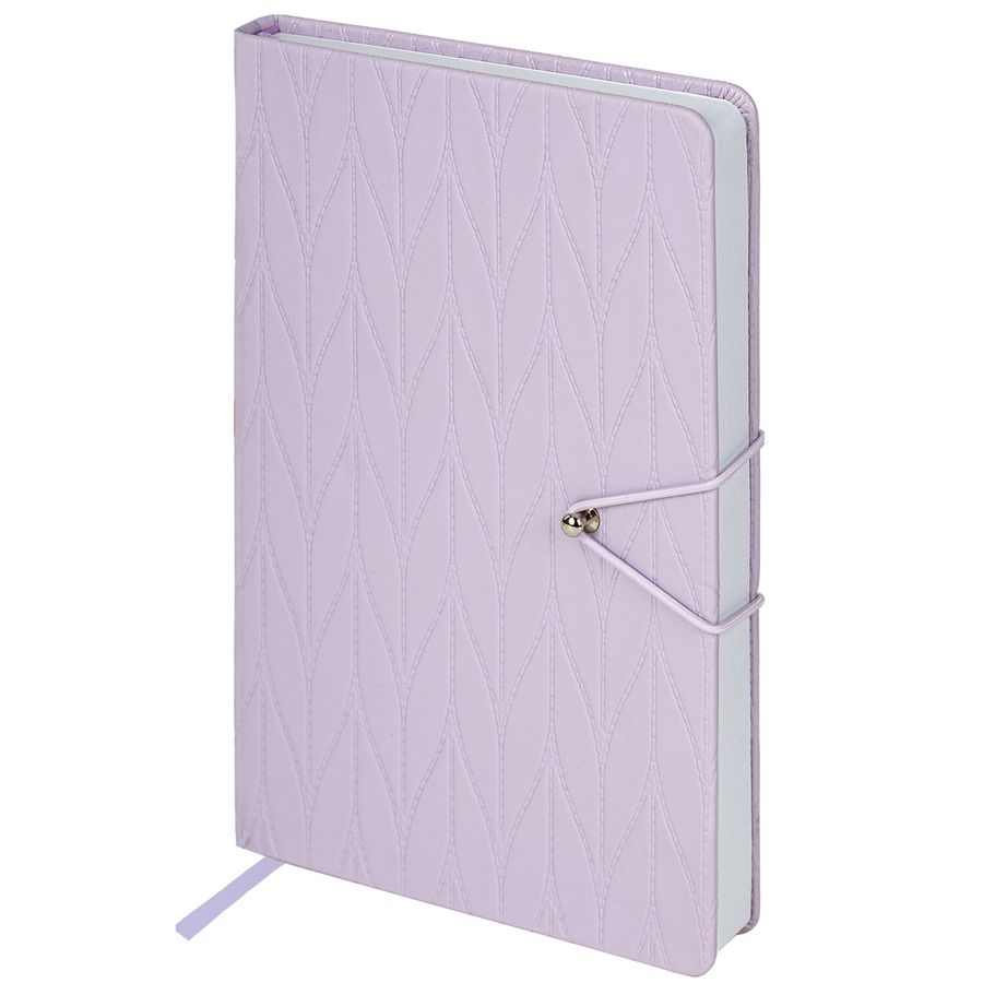 Ежедневник недатированный А5 138х213 мм, BRAUBERG "Braided", под кожу, гвоздик 160 л., сиреневый