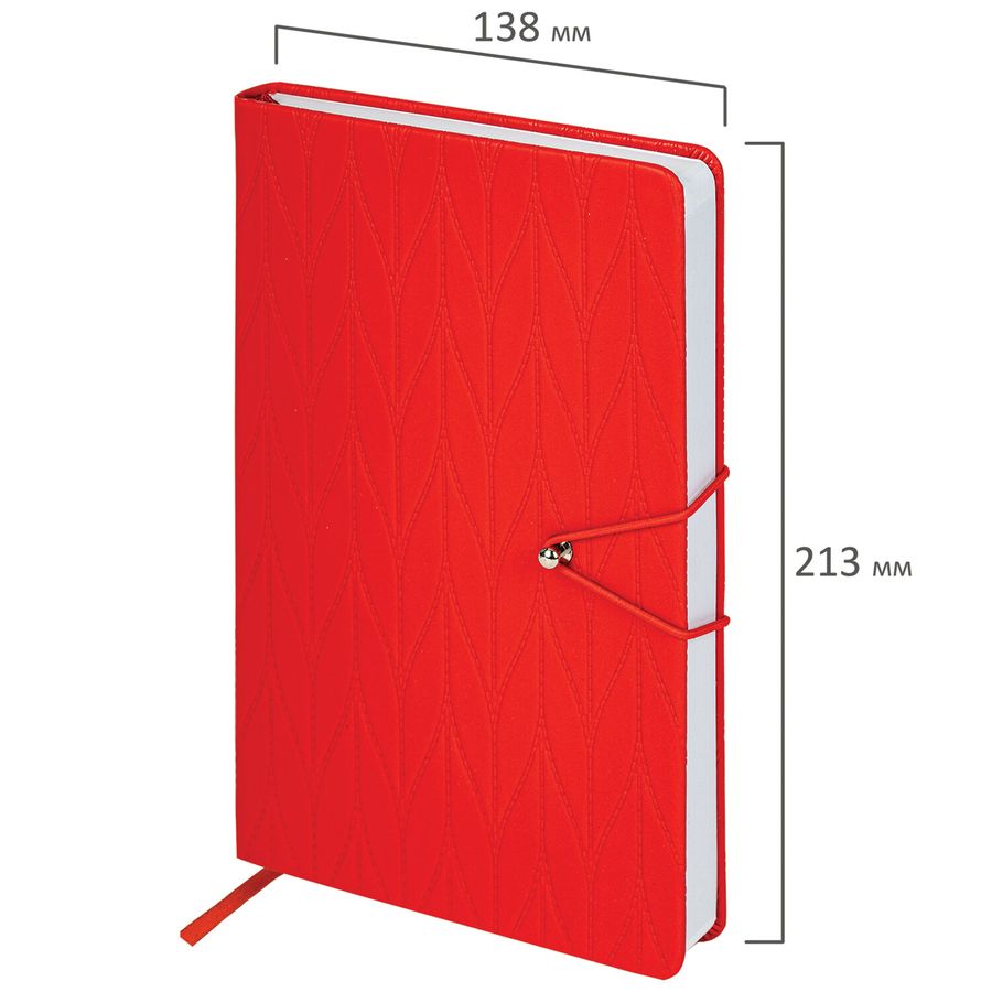 Ежедневник недатированный А5 138х213 мм, BRAUBERG "Braided", под кожу, гвоздик 160 л., красный