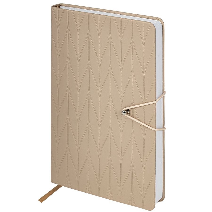 Ежедневник недатированный А5 138х213 мм, BRAUBERG "Braided", под кожу, гвоздик 160 л., бежевый