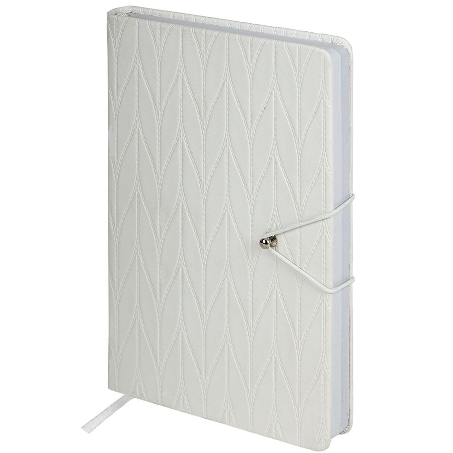 Ежедневник недатированный А5 138х213 мм, BRAUBERG "Braided", под кожу, гвоздик 160 л., белый