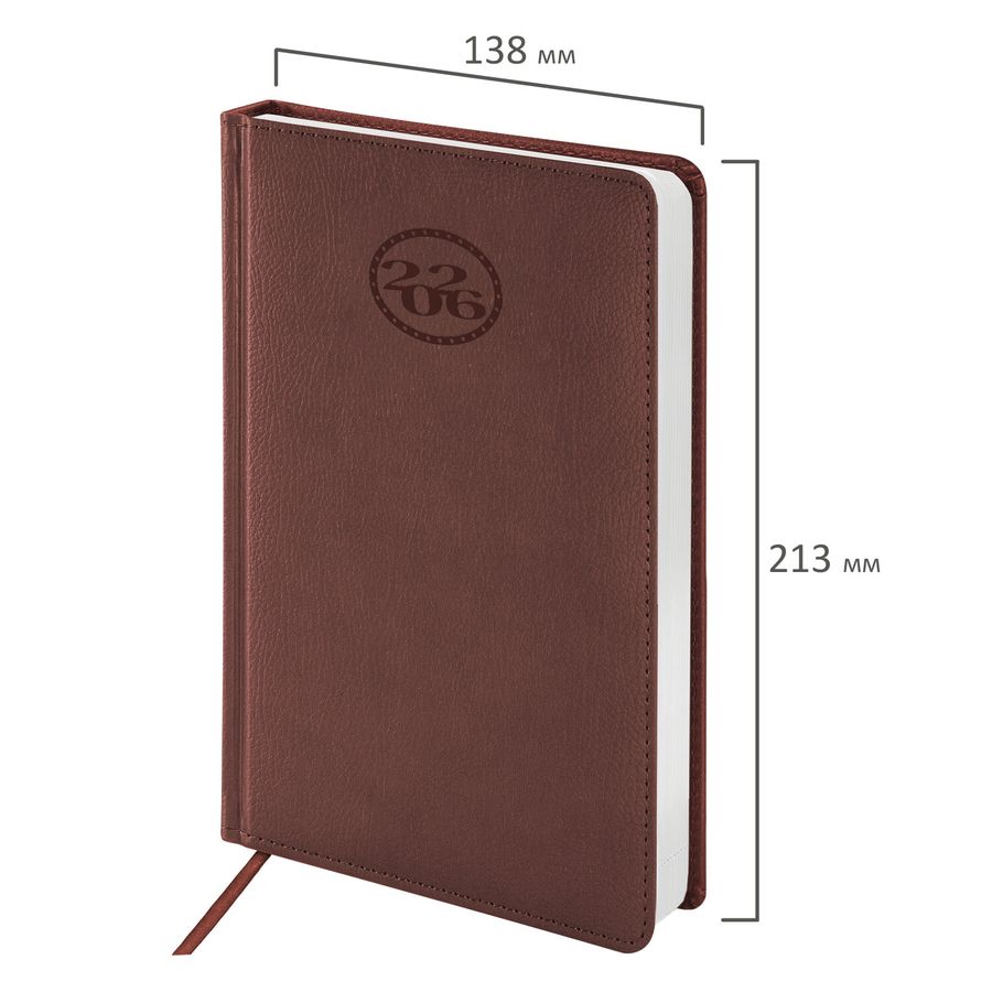 Ежедневник датированный 2026, А5, 138x213 мм, BRAUBERG 