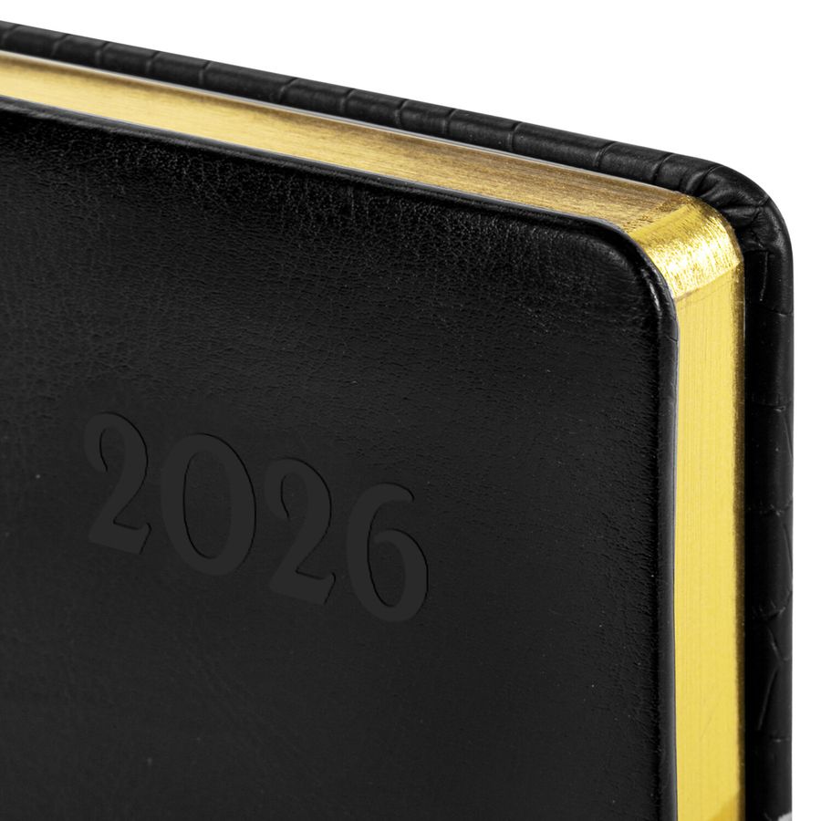 Ежедневник датированный 2026, А5, 138x213 мм, BRAUBERG "Cayman", под кожу, черный