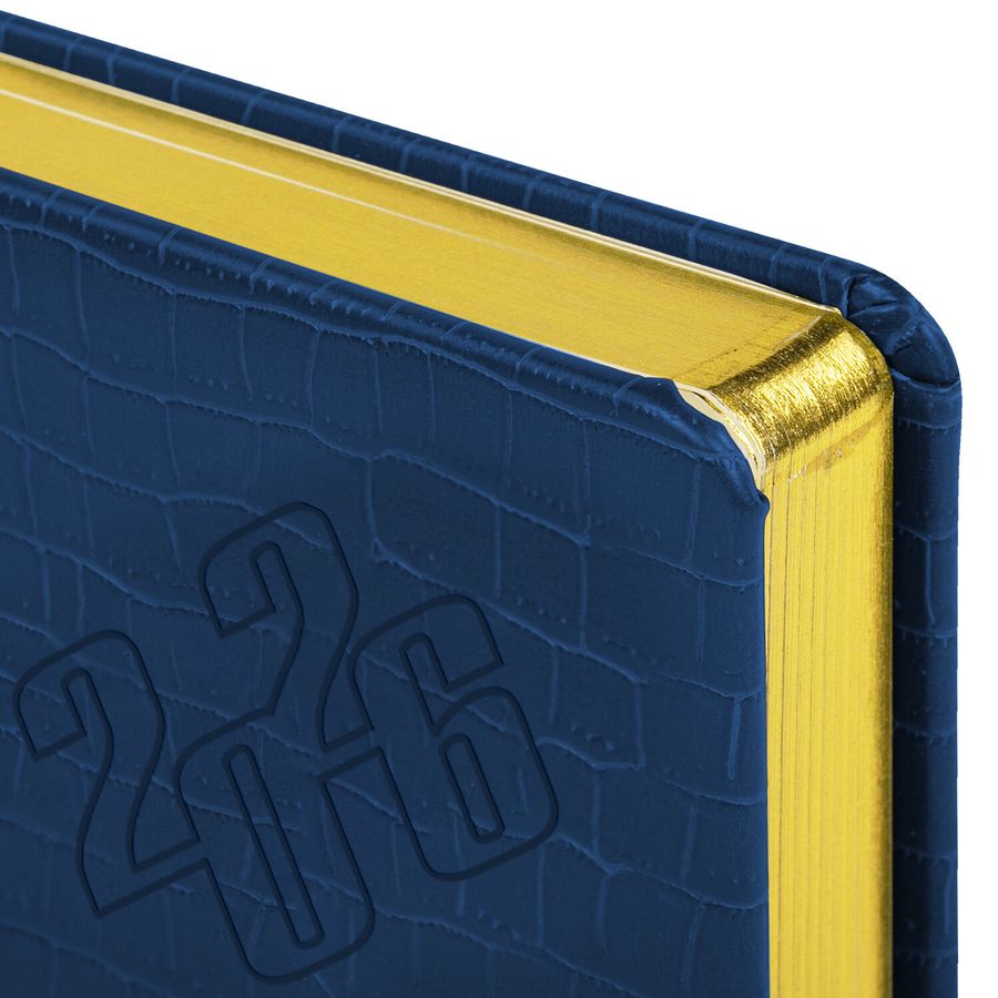 Ежедневник датированный 2026, А5, 138x213 мм, BRAUBERG "Comodo", под кожу, синий