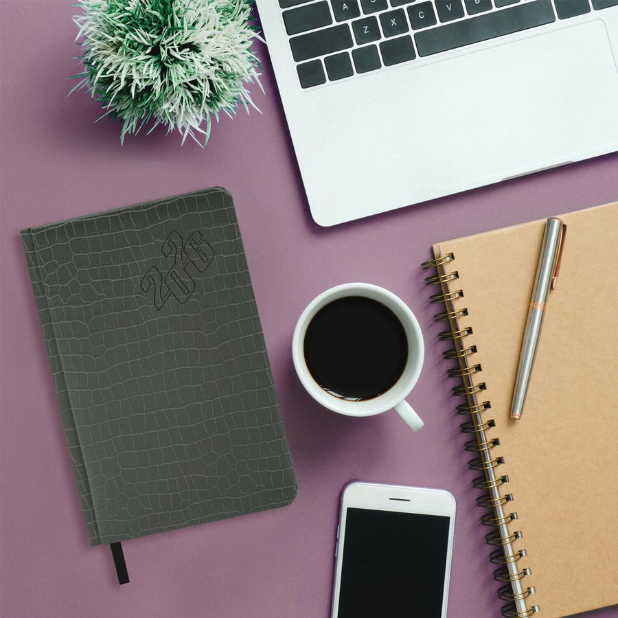 Ежедневник датированный 2026, А5, 138x213 мм, BRAUBERG "Comodo", под кожу, серый