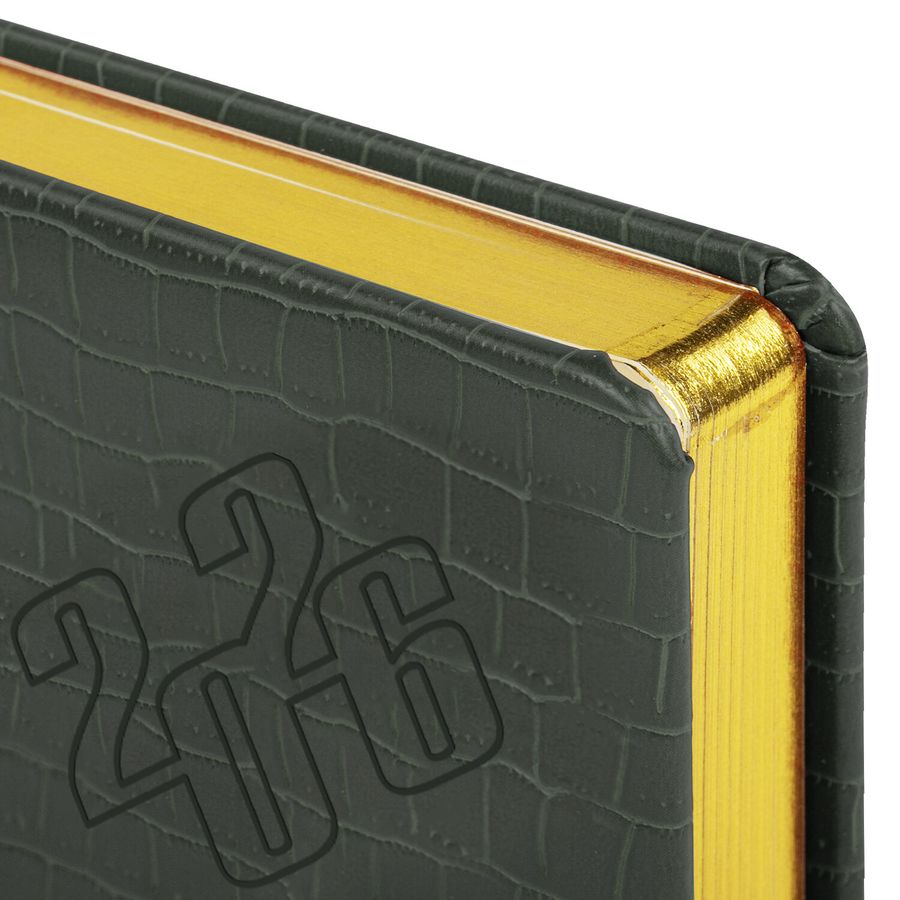 Ежедневник датированный 2026, А5, 138x213 мм, BRAUBERG "Comodo", под кожу, серый