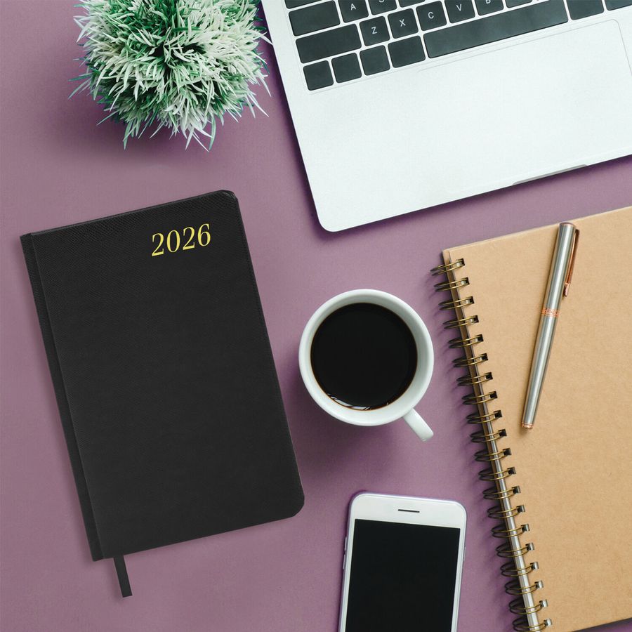 Ежедневник датированный 2026 А5 138x213 мм, BRAUBERG "Iguana", под кожу, черный