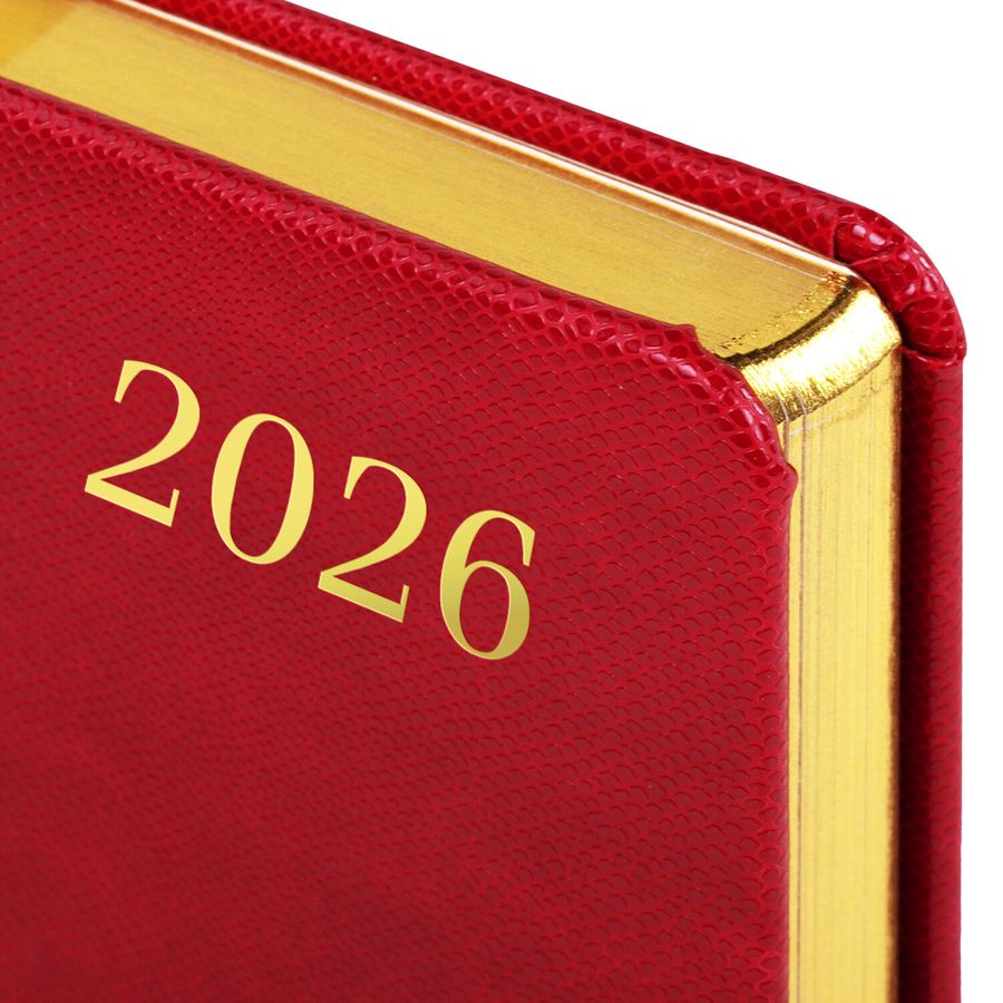 Ежедневник датированный 2026 А5 138x213 мм, BRAUBERG "Iguana", под кожу, красный