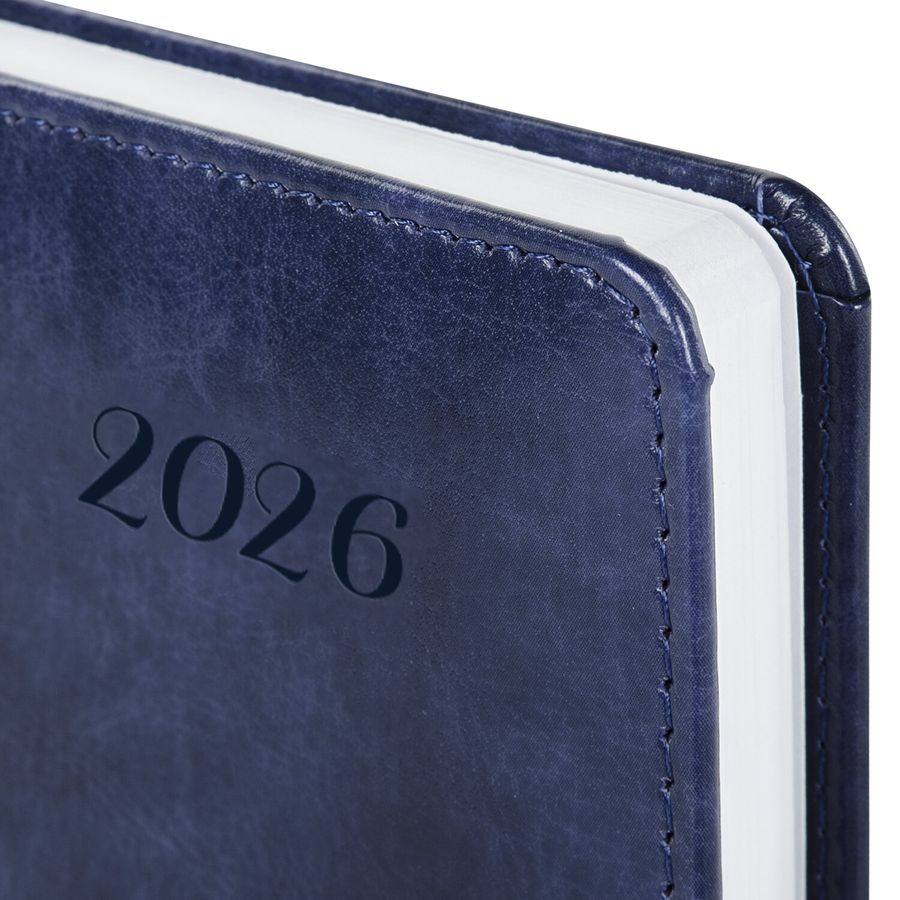 Ежедневник датированный 2026 А5 138x213 мм, BRAUBERG "Legend", под кожу, застежка, синий