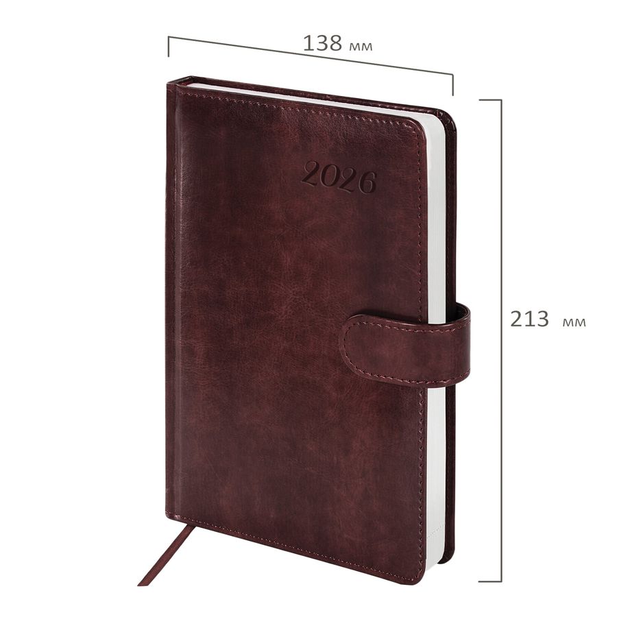 Ежедневник датированный 2026 А5 138x213 мм, BRAUBERG 