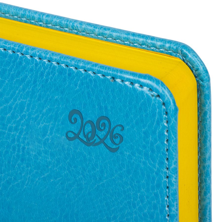 Ежедневник датированный 2026, А5, 138x213 мм, BRAUBERG "Rainbow", под кожу, бирюзовый