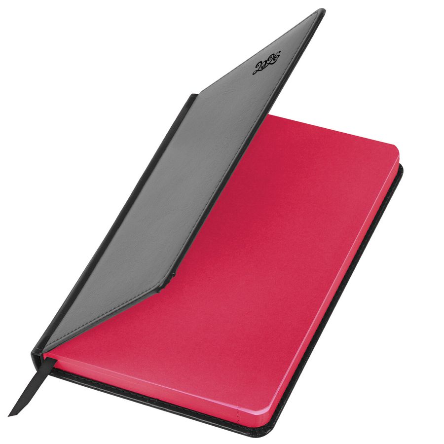 Ежедневник датированный 2026, А5, 138x213 мм, BRAUBERG "Rainbow", под кожу, черный