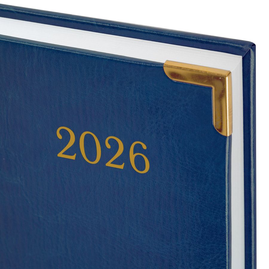 Ежедневник датированный 2026, А5, 138x213 мм, BRAUBERG "Senator", под кожу, синий