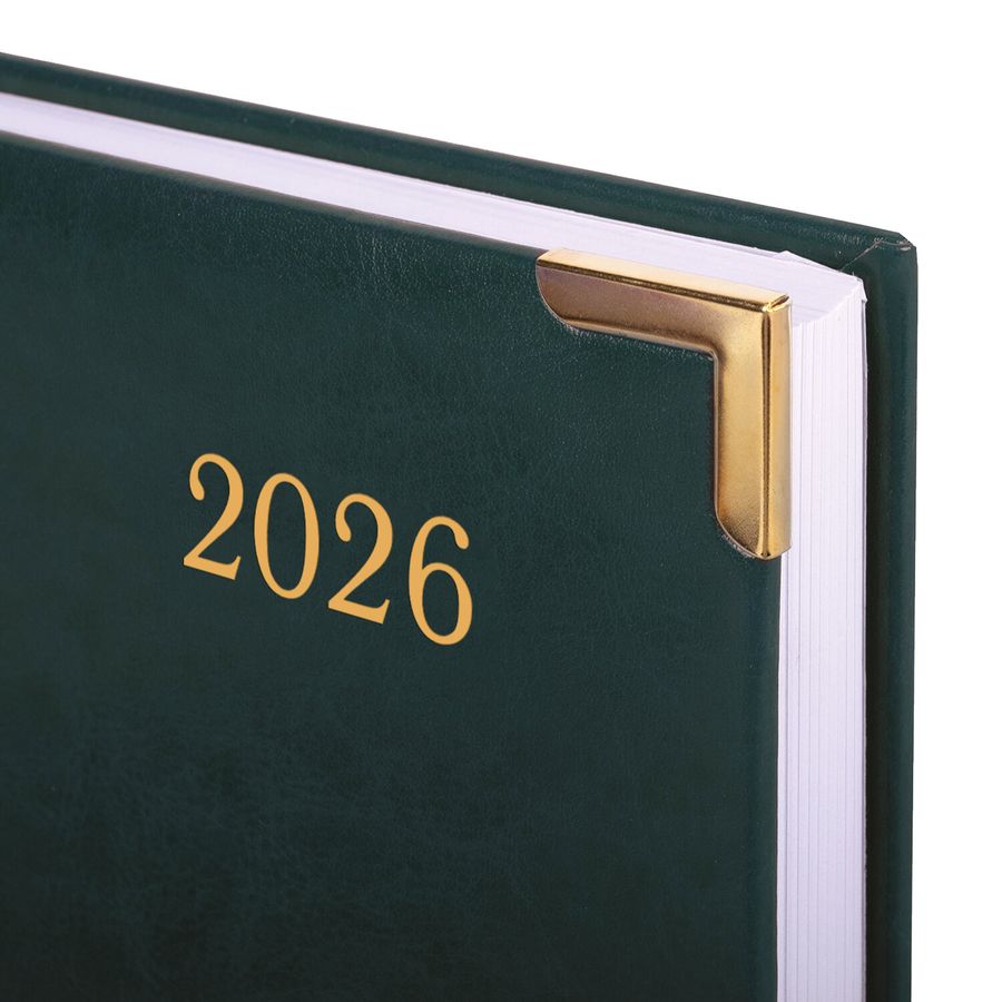 Ежедневник датированный 2026 А5 138x213мм BRAUBERG Senator, под кожу, зеленый