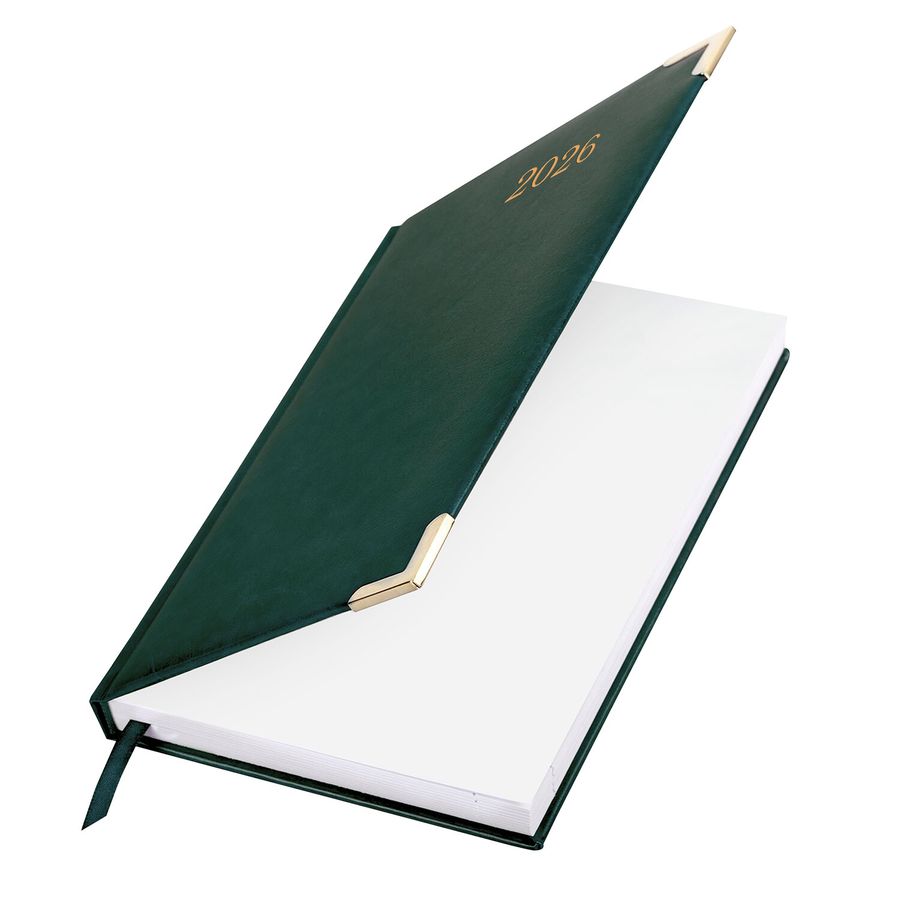 Ежедневник датированный 2026 А5 138x213мм BRAUBERG Senator, под кожу, зеленый