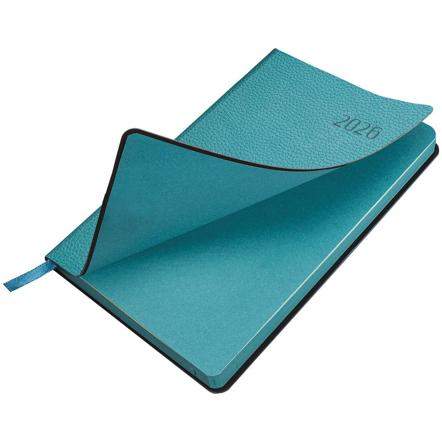 Ежедневник датированный 2026 А5 138x213 мм, BRAUBERG "Stylish", под кожу, гибкий, бирюзовый